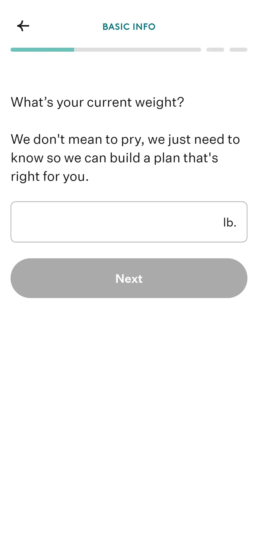 Noom — 32-screen medical intake before the email (screen 8)