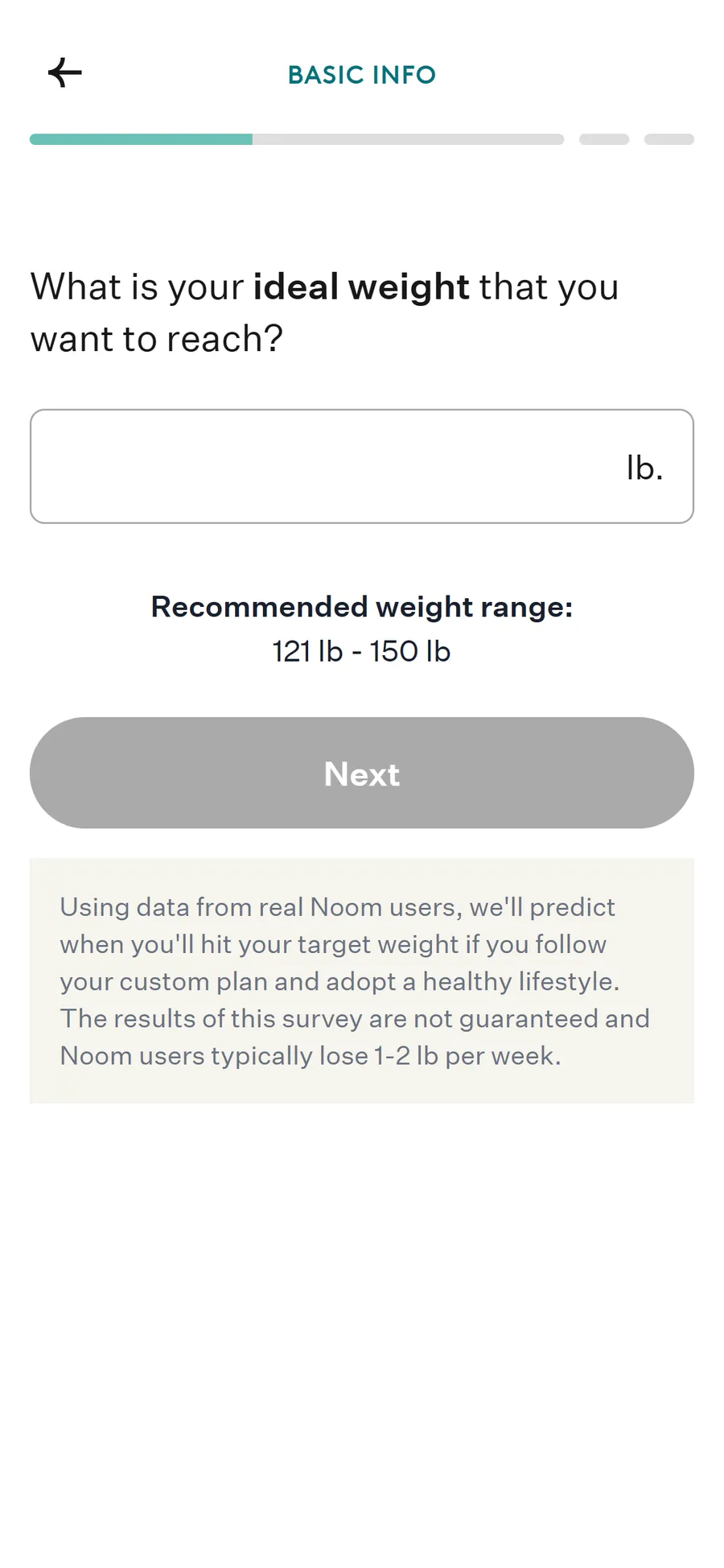 Noom — 32-screen medical intake before the email (screen 10)