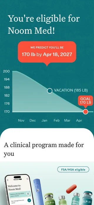 Noom — "We predict you'll be 170 lb by Apr 18, 2027"