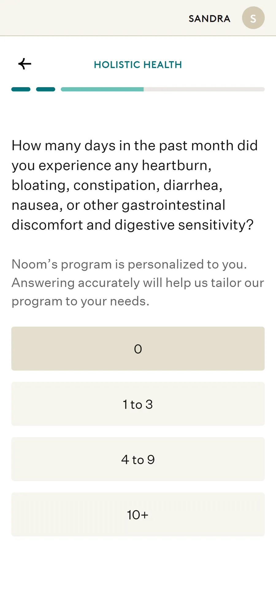 Noom — Holistic health and dosing questions (screen 12)