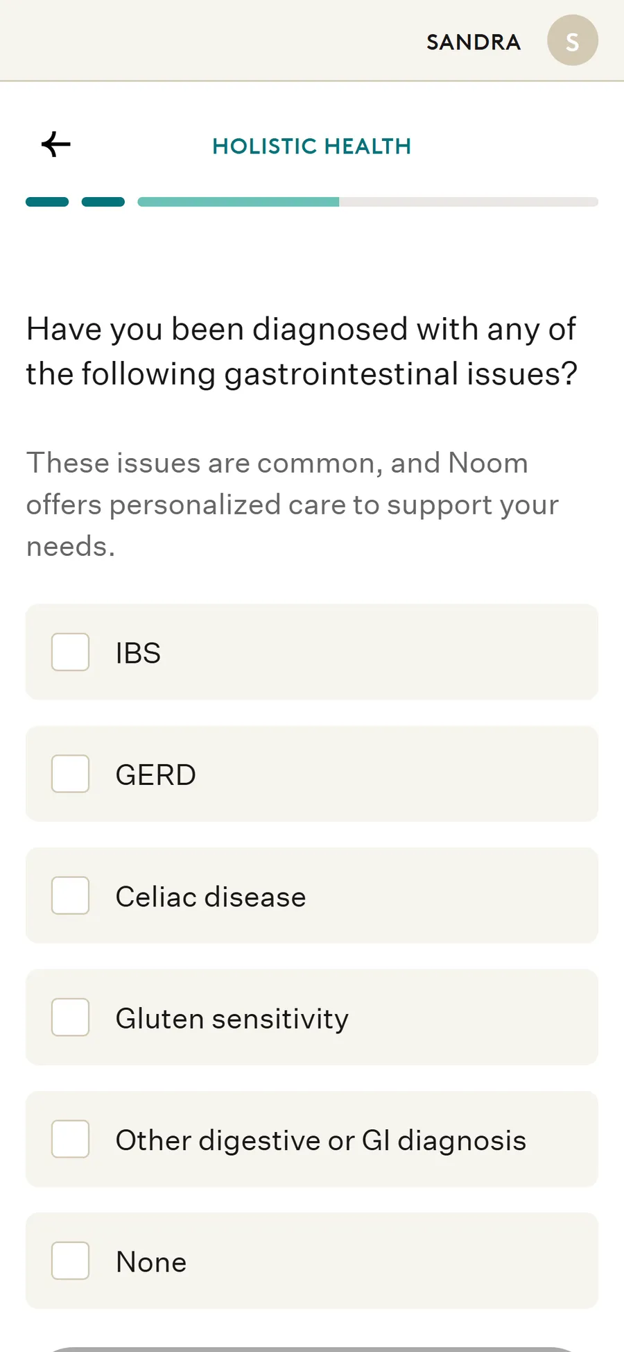 Noom — Holistic health and dosing questions (screen 13)