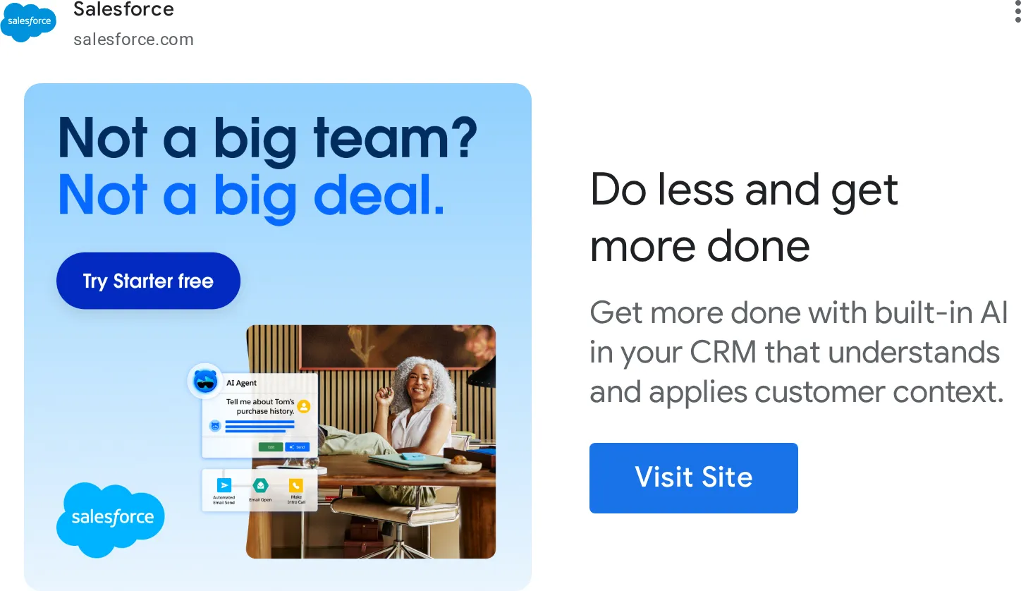 Salesforce — Google Display: “Not a big team? Not a big deal.” (screen 1)