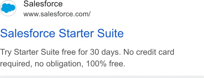 Salesforce — Google Search: “100% free” (screen 1)