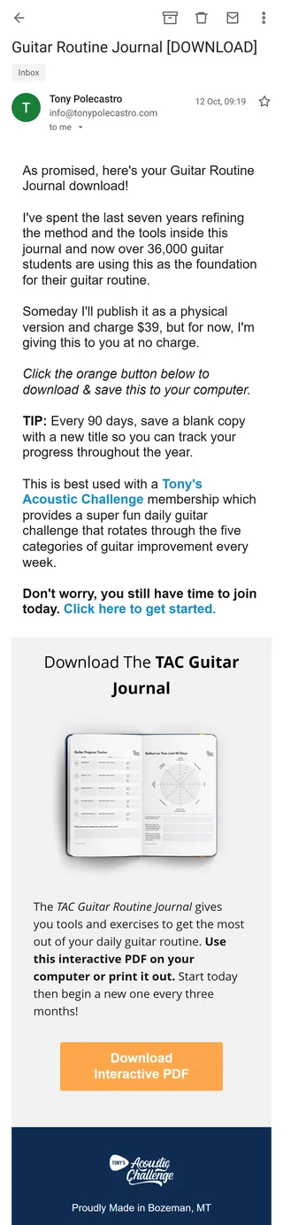 Tony's Acoustic Challenge — “Guitar Routine Journal [DOWNLOAD]”