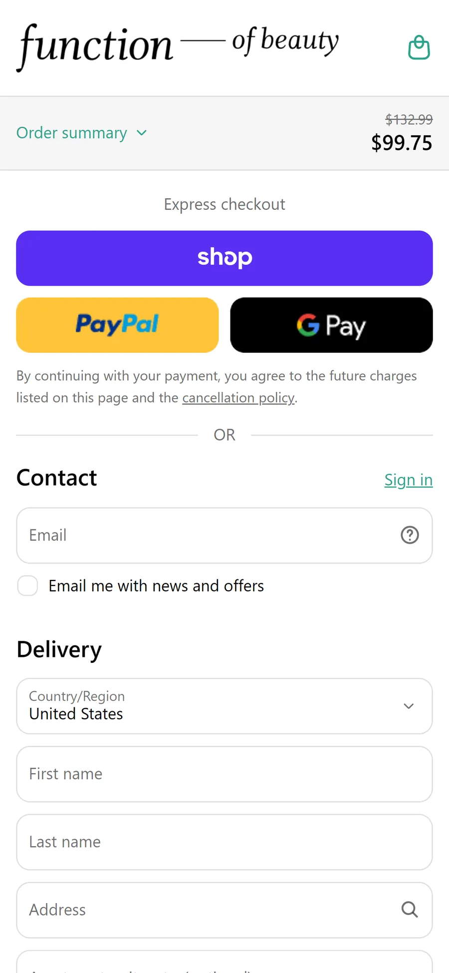 Function of Beauty — Custom bottles "Delivery every 2 Months", and a box to subscribe the rest (screen 1)