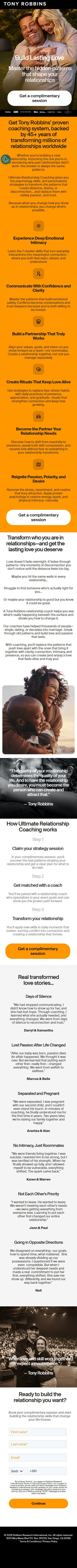 Tony Robbins — "Build Lasting Love: Master the hidden patterns that shape your relationships" (mobile)