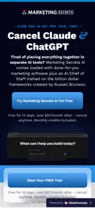 Marketing Secrets — "Cancel Claude & ChatGPT", Marketing Secrets AI sign-up