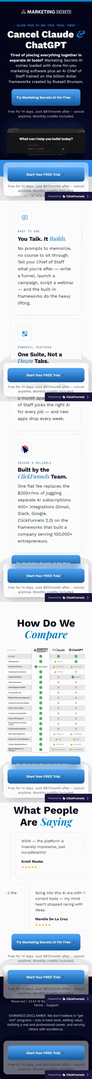 Marketing Secrets — "Cancel Claude & ChatGPT", Marketing Secrets AI sign-up