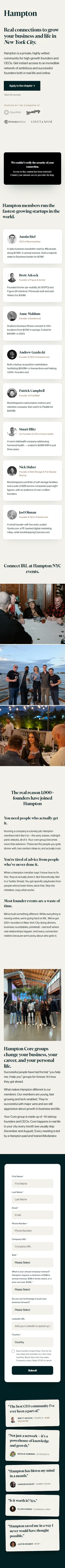 Hampton — "Real connections to grow your business and life in New York City."