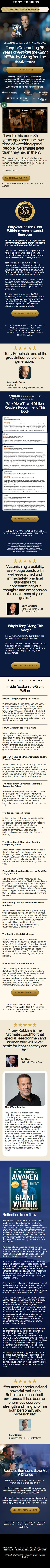 Tony Robbins — "Tony Is Celebrating 35 Years of Awaken the Giant Within by Giving You the Book—Free."