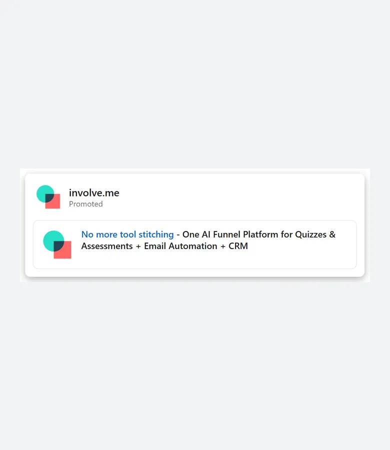 involve.me — LinkedIn ads (small text ads, plus posts by the CEO and staff) (screen 1)