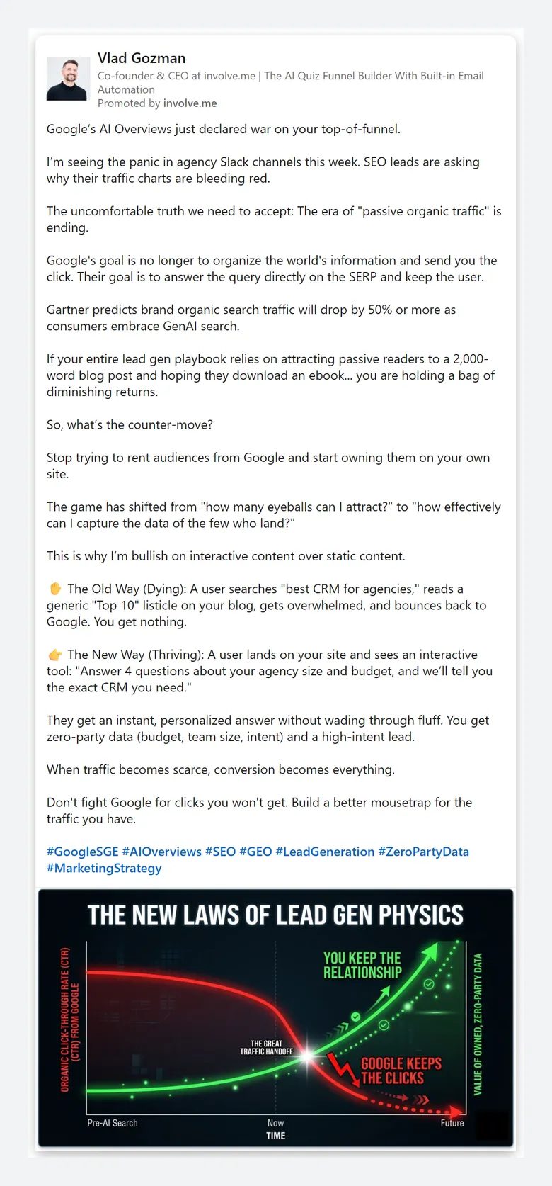 involve.me — LinkedIn ads (small text ads, plus posts by the CEO and staff) (screen 7)