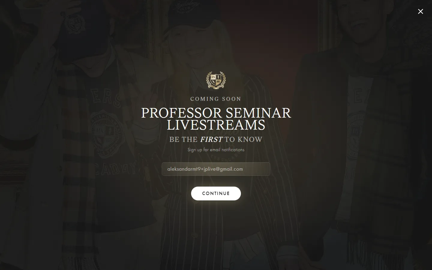 Peterson Academy — “Professor Seminar Livestreams – coming soon” (screen 2)