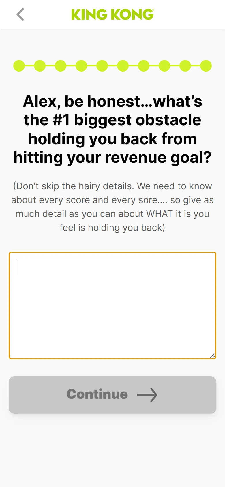 King Kong — "Free 30-Minute Scaling Growth Map Session" (screen 11)