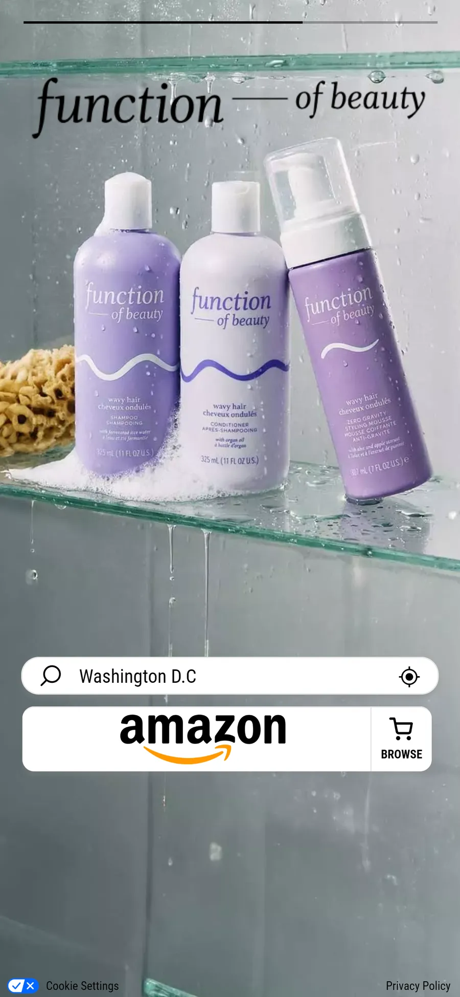 Function of Beauty — "Shop By Hair Type" — a where-to-buy page with one retailer on it (screen 2)