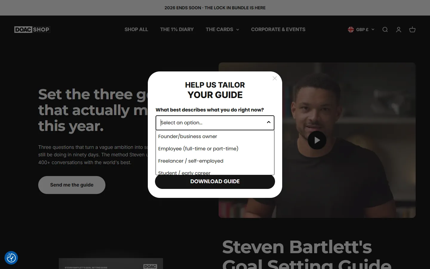 The Diary Of A CEO — “Help us tailor your guide” (screen 3)