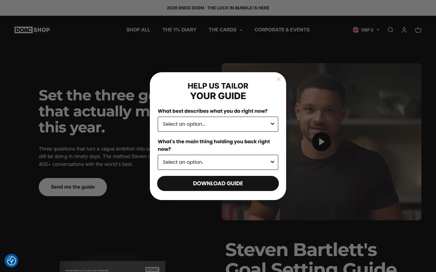 The Diary Of A CEO — “Help us tailor your guide” (screen 2)