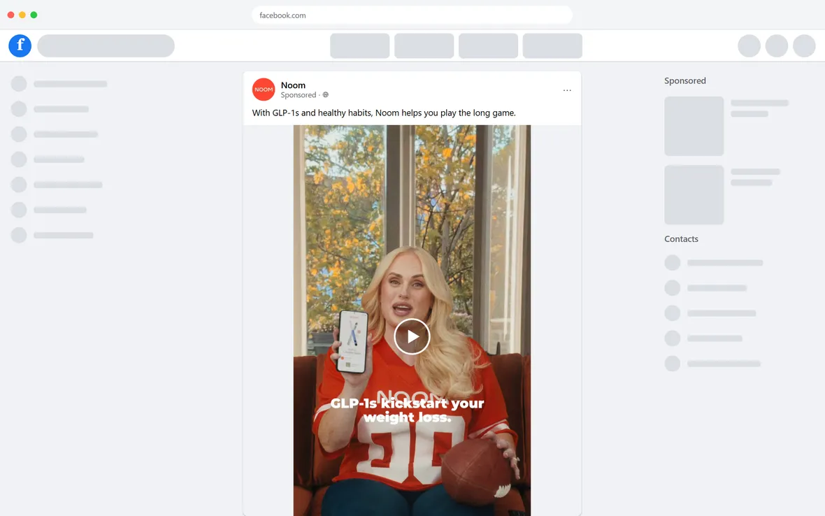 Noom — "Noom helps you play the long game" — GLP-1 video ad (desktop)