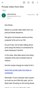 Acquisition.com — The workshop sequence — 8 emails in 19 days
