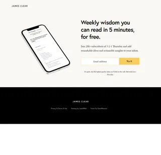 James Clear — Newsletter opt-in