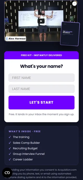 Acquisition.com — Four-screen kit form