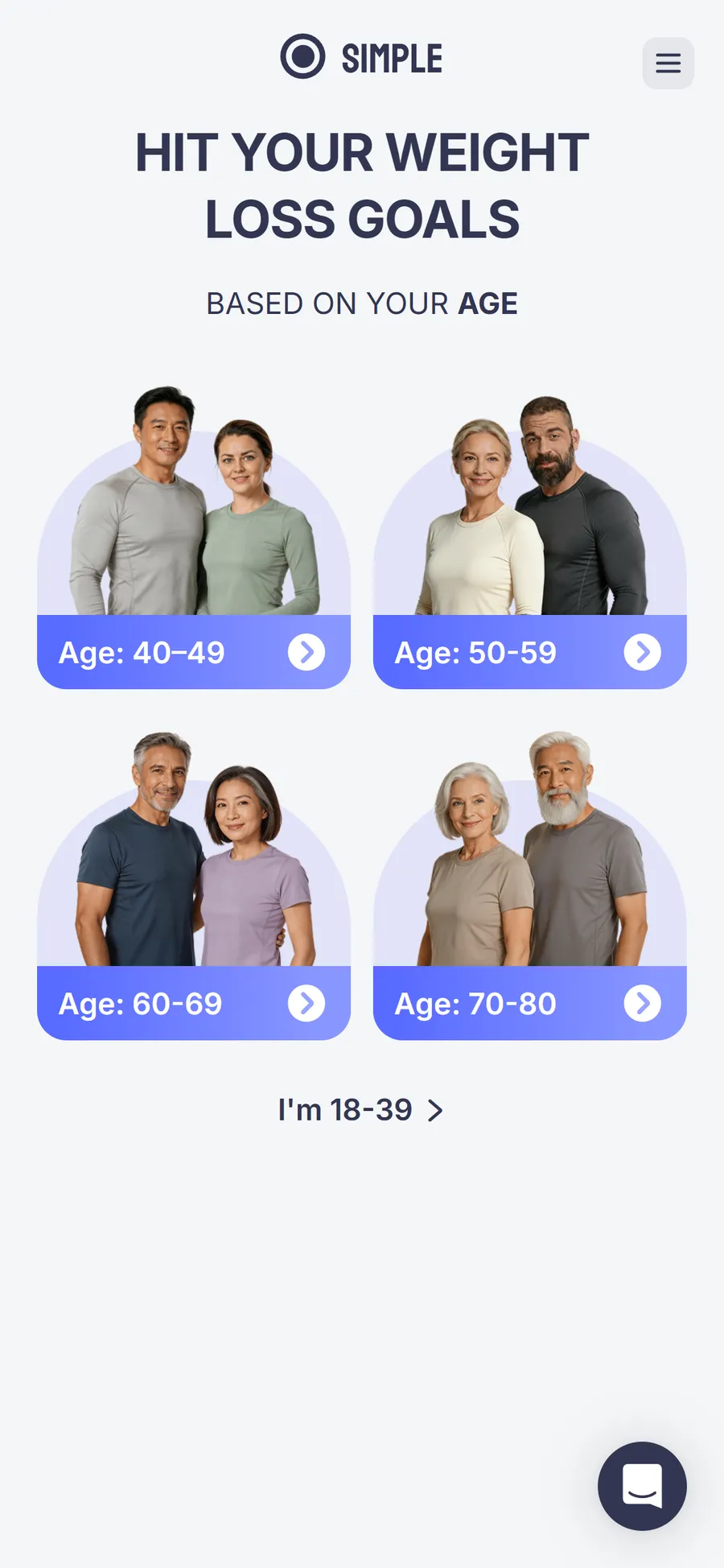 Simple — 73-screen survey before the email (screen 1)