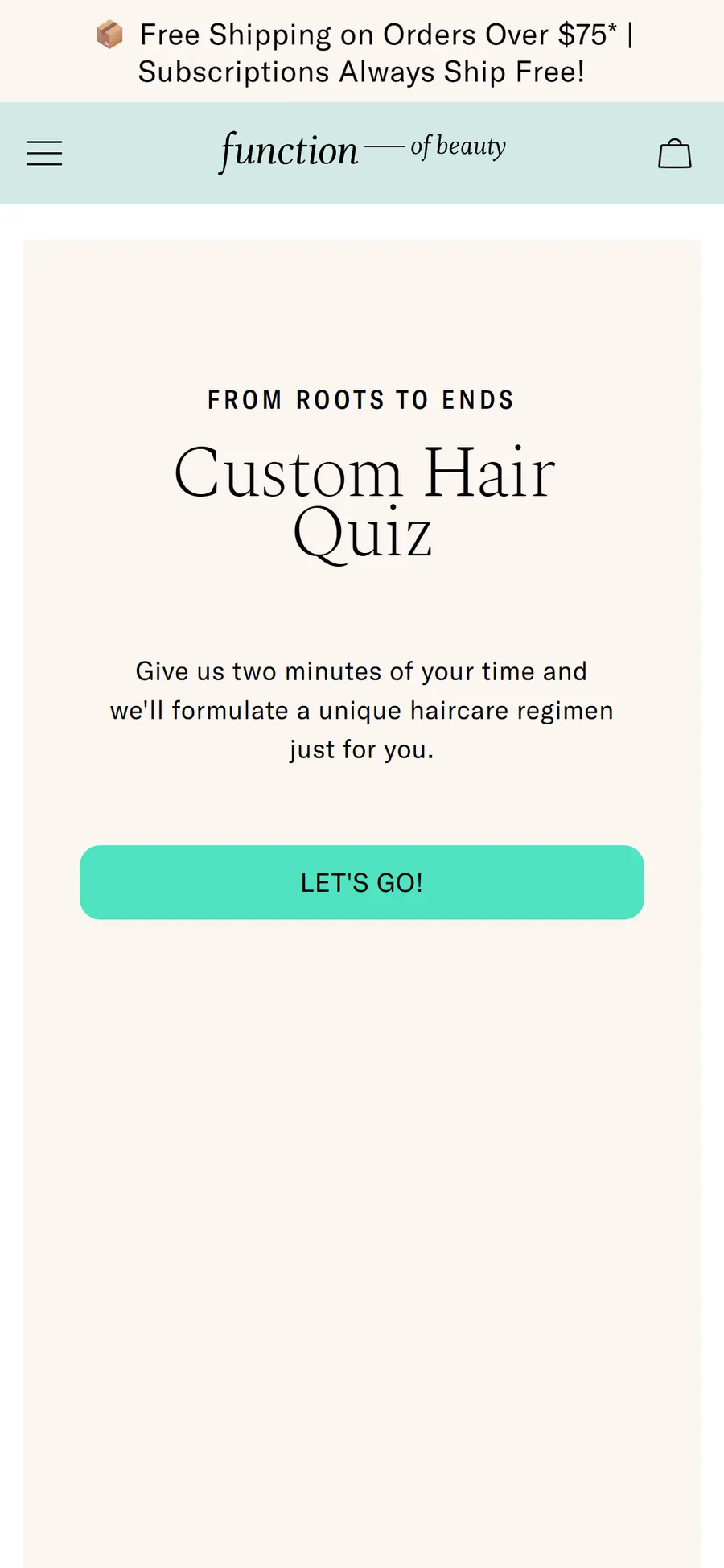 Function of Beauty — 17 questions, starting with your name for the bottle (screen 1)