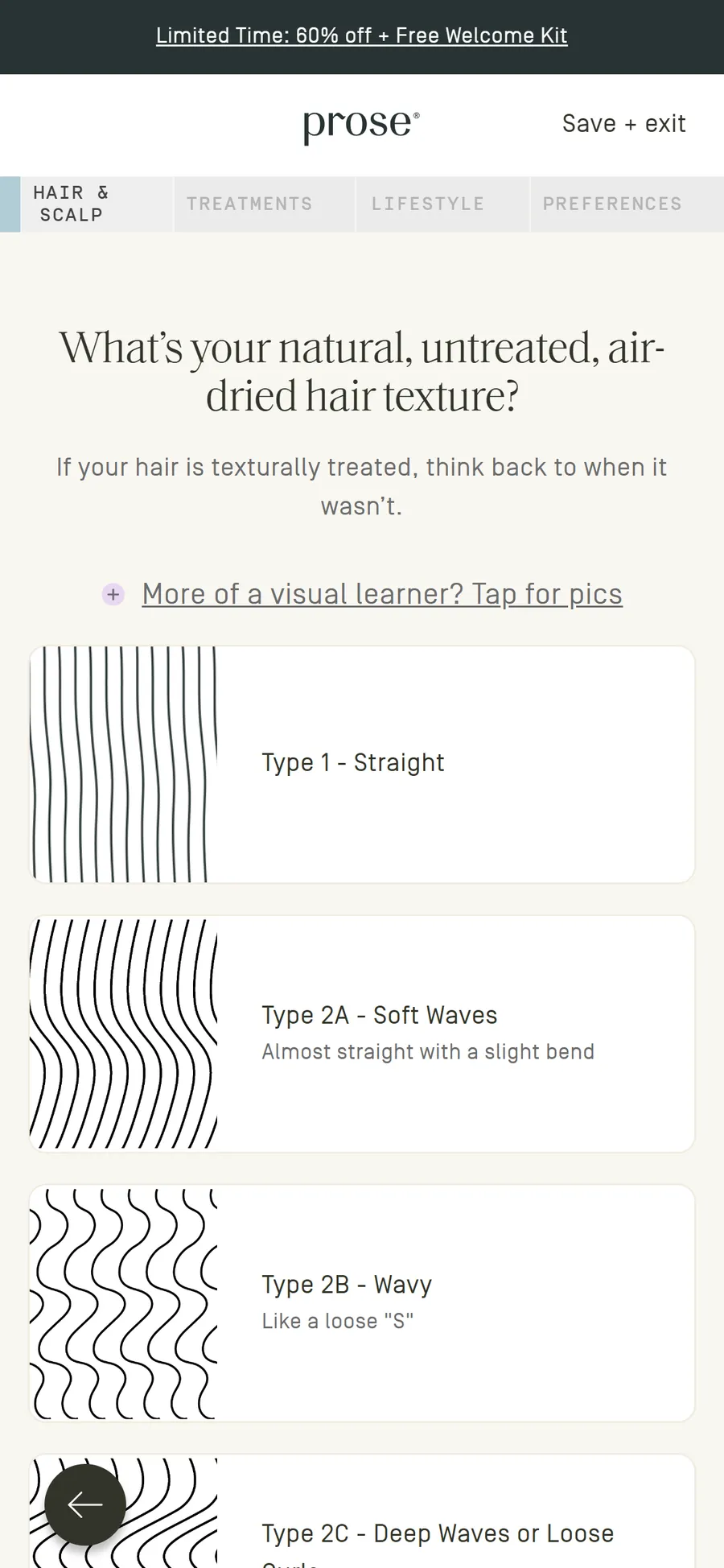Prose — The consultation, Hair & Scalp to Lifestyle (33 screens) (screen 2)