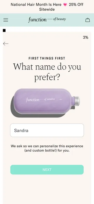 Function of Beauty — 17 questions, starting with your name for the bottle