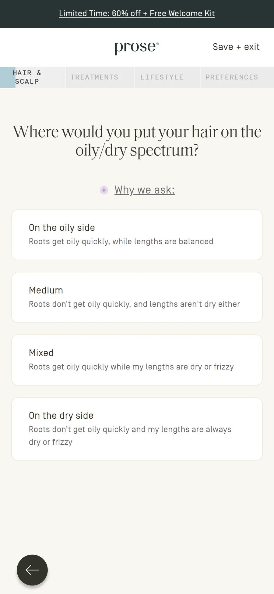 Prose — The consultation, Hair & Scalp to Lifestyle (33 screens) (screen 4)