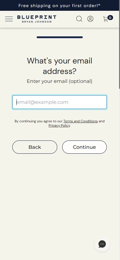 Blueprint — Email capture — optional (mobile)
