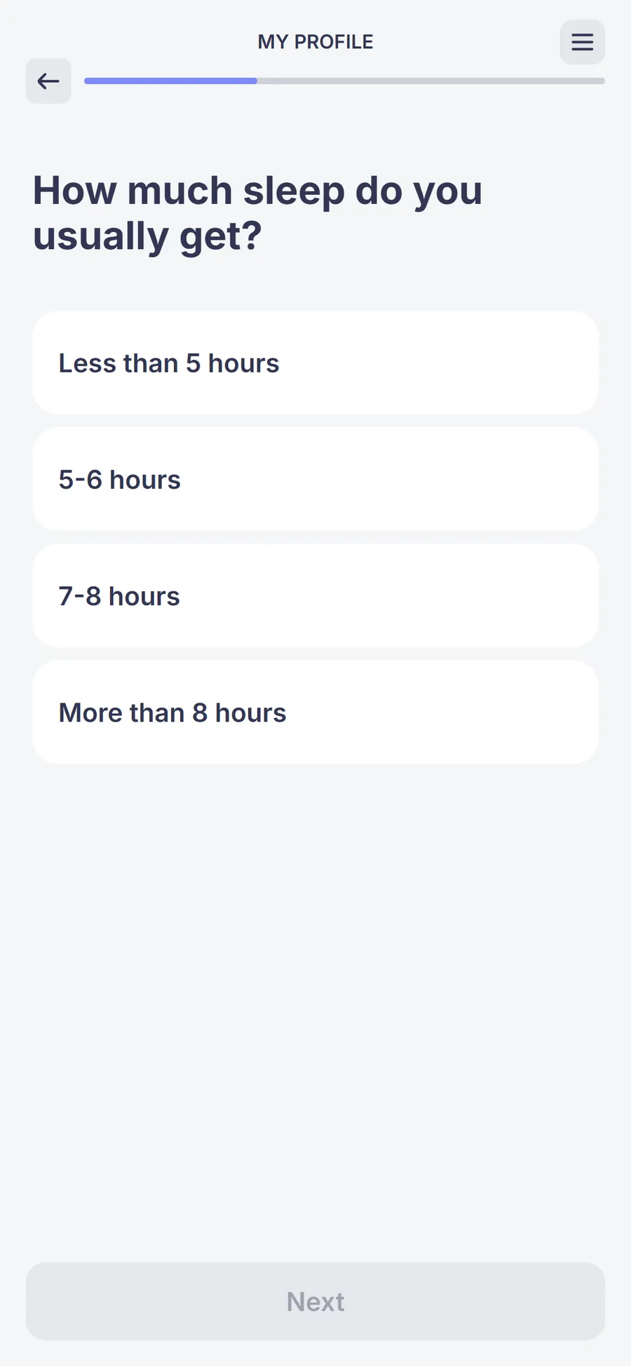 Simple — 73-screen survey before the email (screen 12)