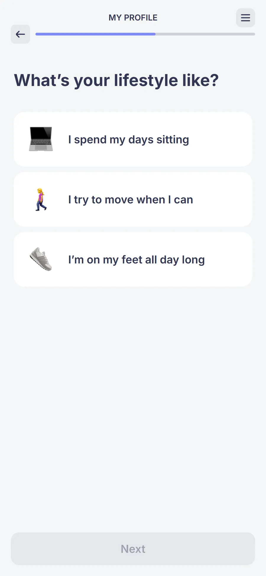 Simple — 73-screen survey before the email (screen 16)