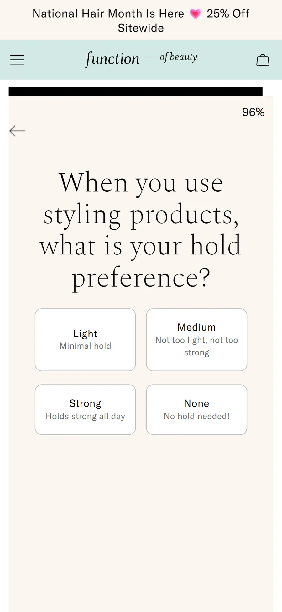 Function of Beauty — 17 questions, starting with your name for the bottle (screen 15)