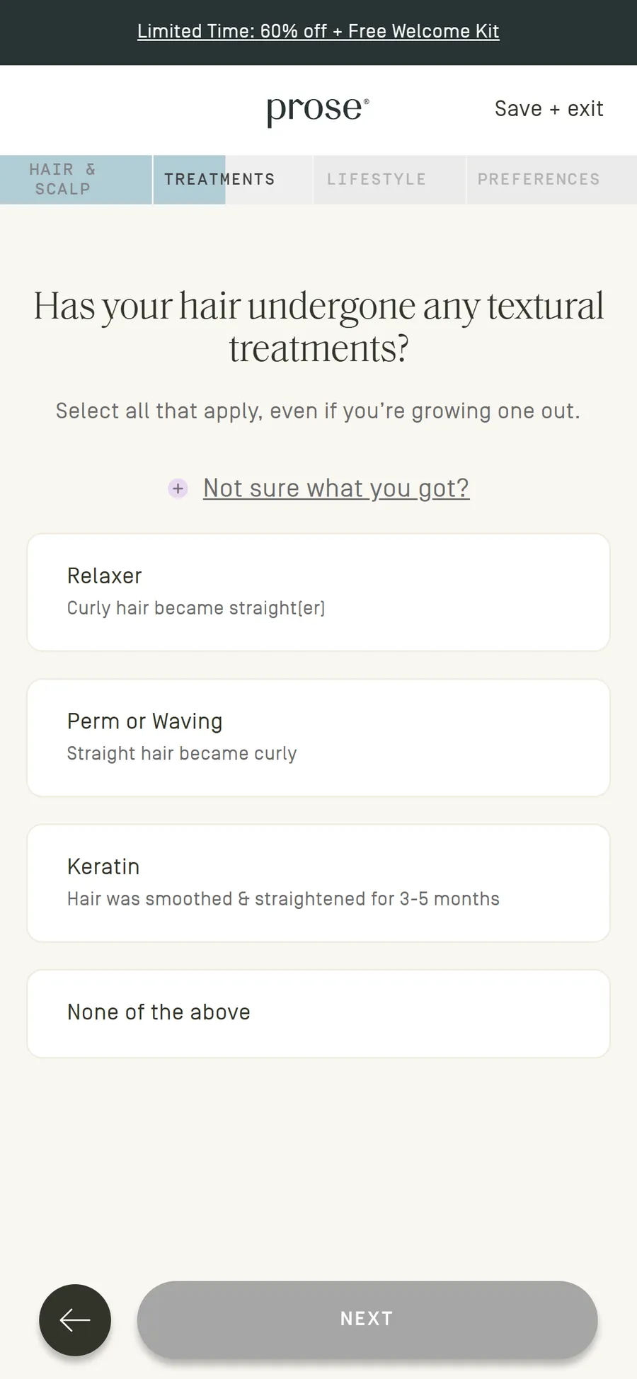 Prose — The consultation, Hair & Scalp to Lifestyle (33 screens) (screen 19)