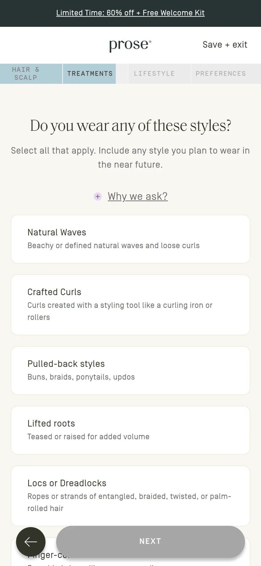 Prose — The consultation, Hair & Scalp to Lifestyle (33 screens) (screen 21)