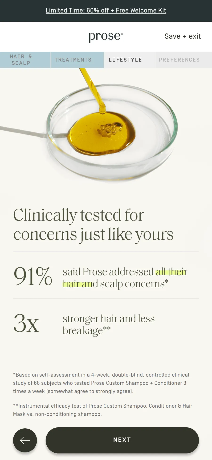 Prose — The consultation, Hair & Scalp to Lifestyle (33 screens) (screen 24)