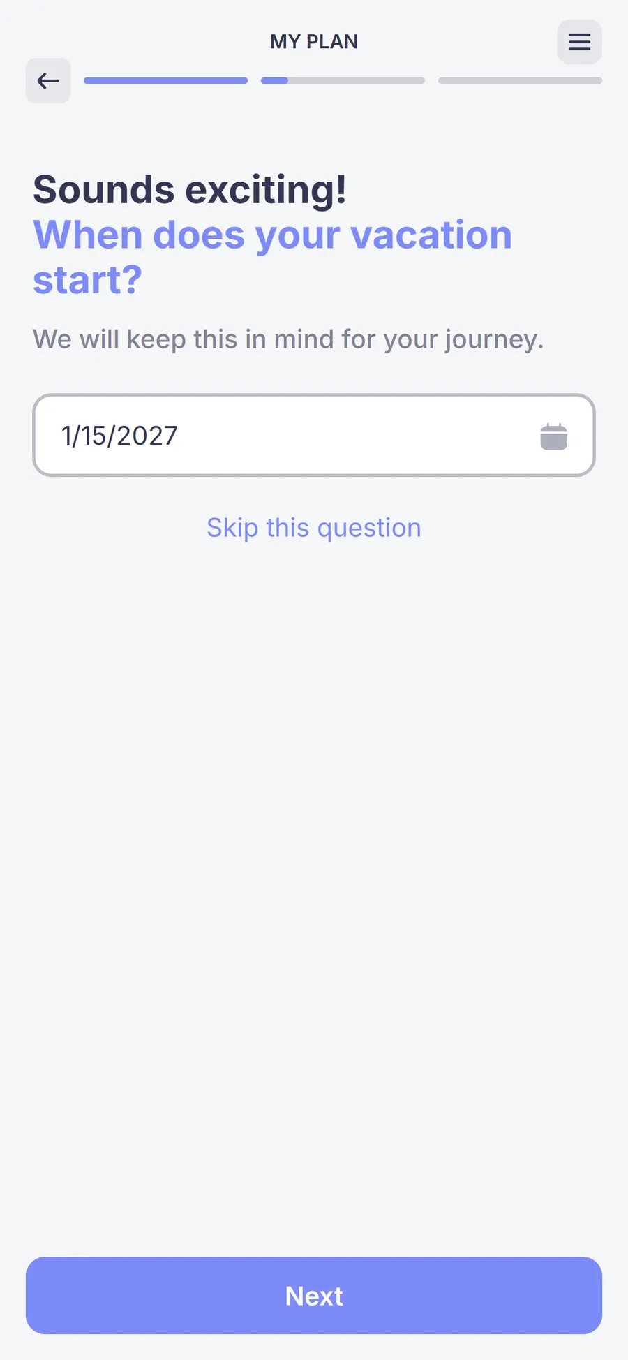 Simple — 73-screen survey before the email (screen 25)