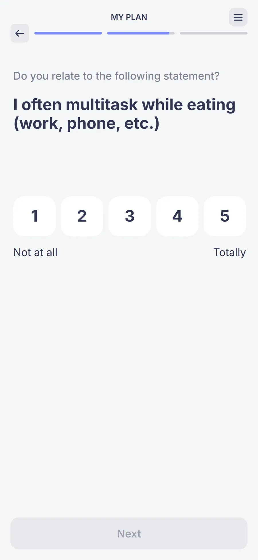Simple — 73-screen survey before the email (screen 38)