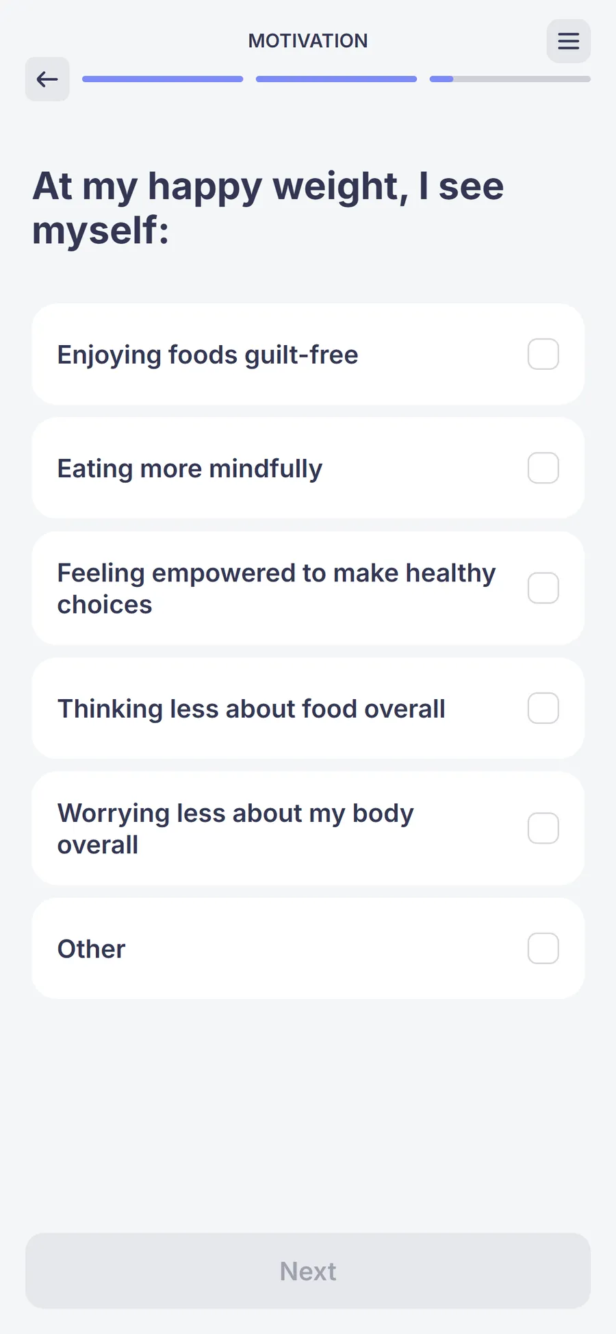 Simple — 73-screen survey before the email (screen 44)