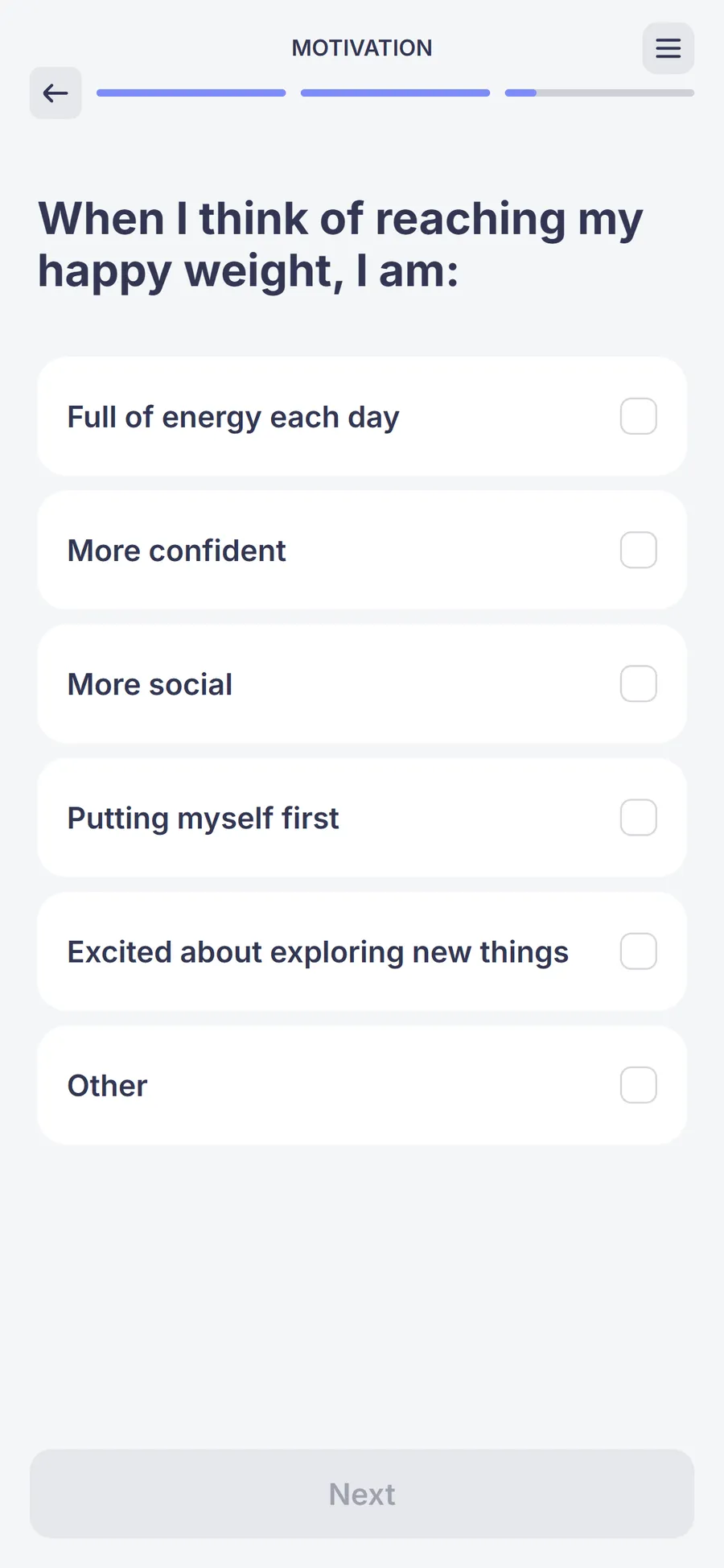 Simple — 73-screen survey before the email (screen 45)
