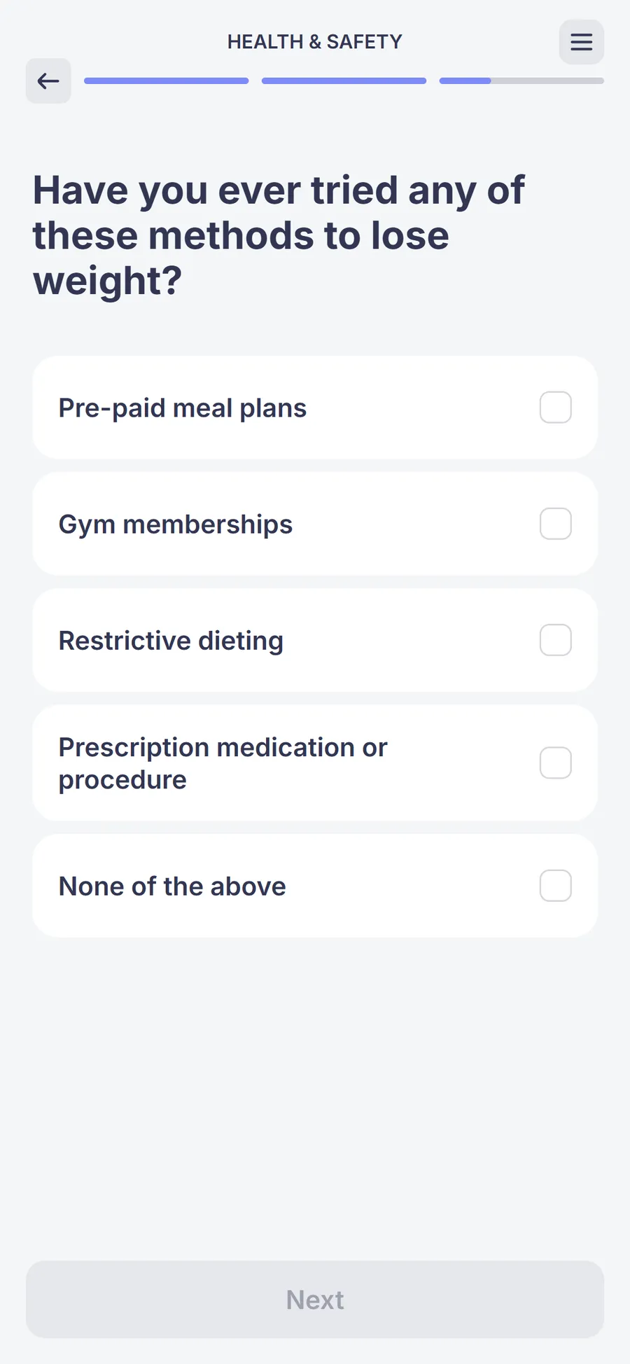 Simple — 73-screen survey before the email (screen 52)