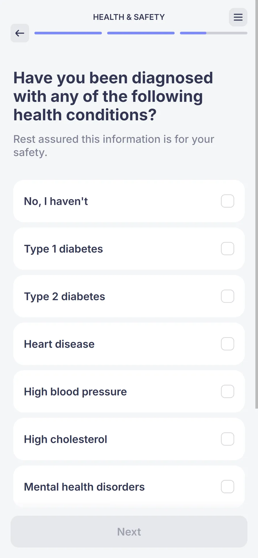 Simple — 73-screen survey before the email (screen 54)