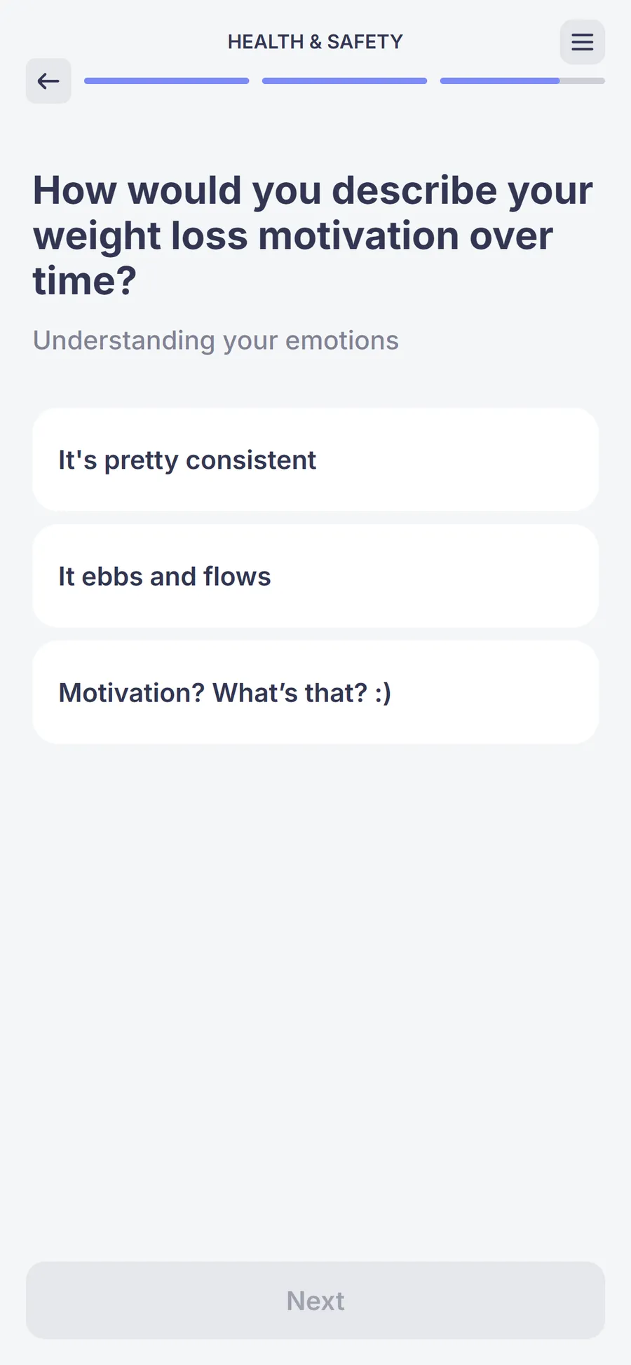 Simple — 73-screen survey before the email (screen 61)