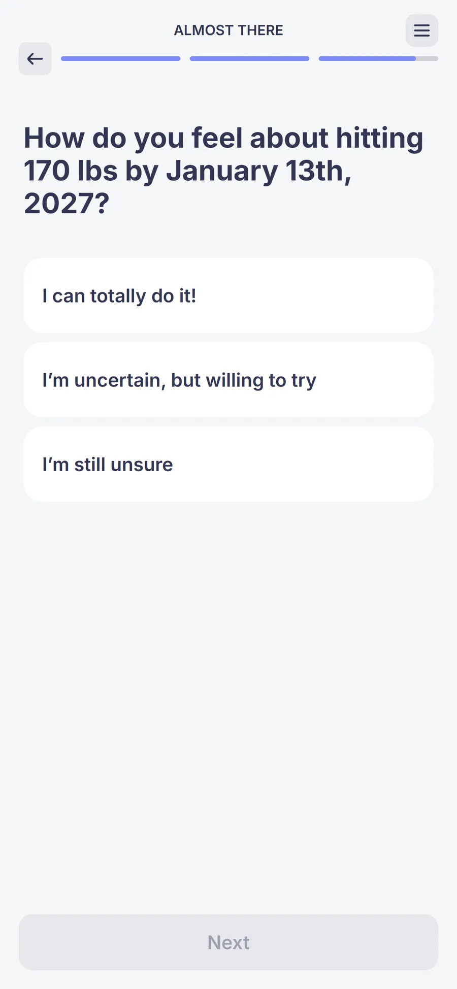 Simple — 73-screen survey before the email (screen 65)