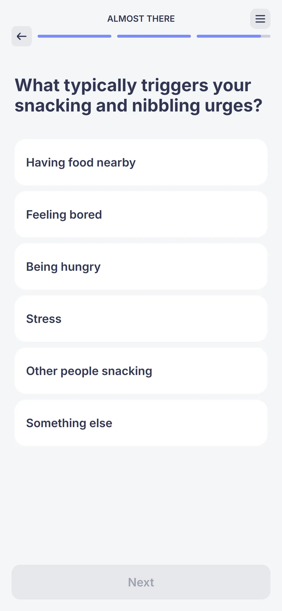 Simple — 73-screen survey before the email (screen 67)