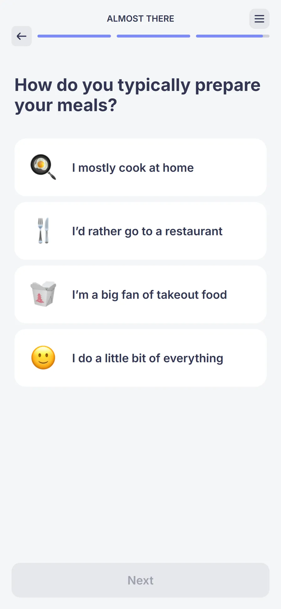 Simple — 73-screen survey before the email (screen 69)