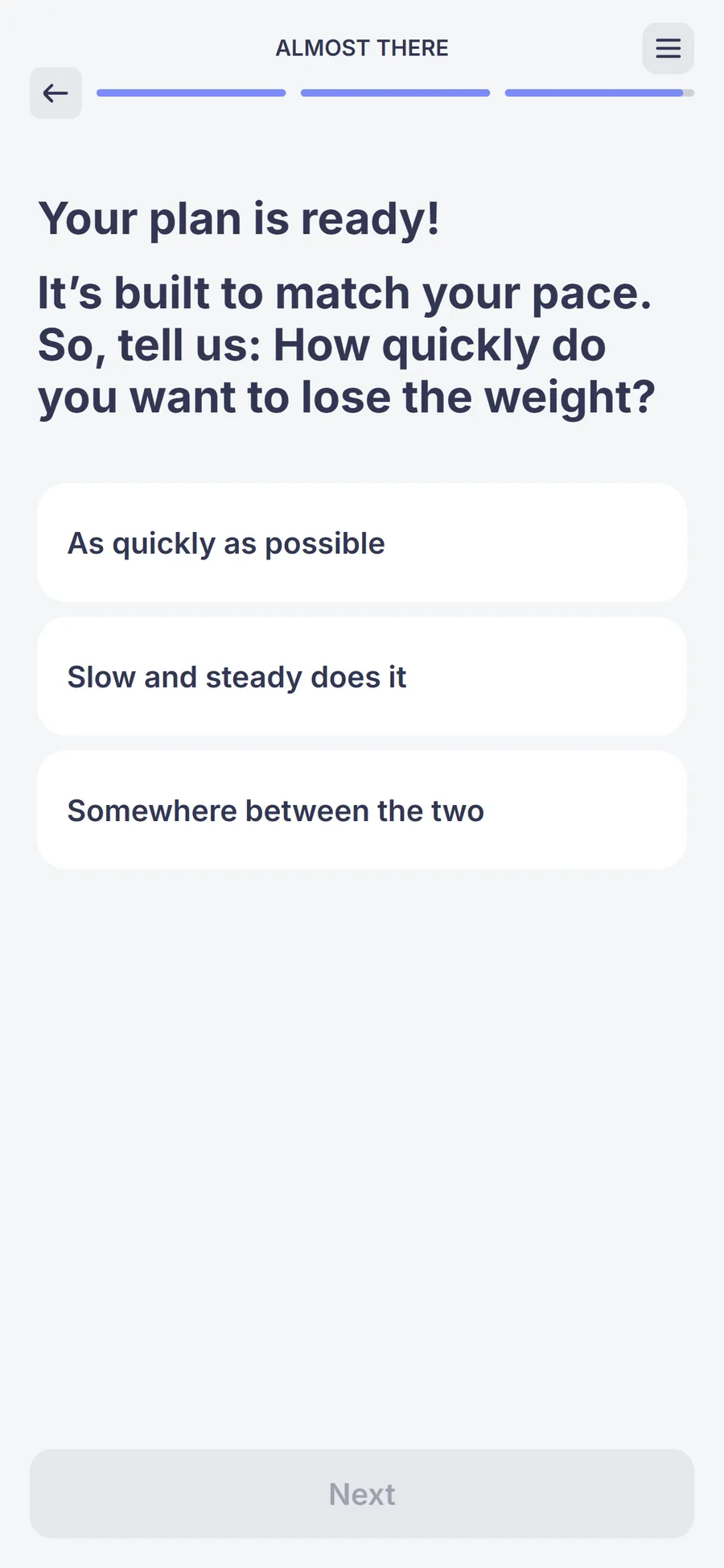 Simple — 73-screen survey before the email (screen 71)