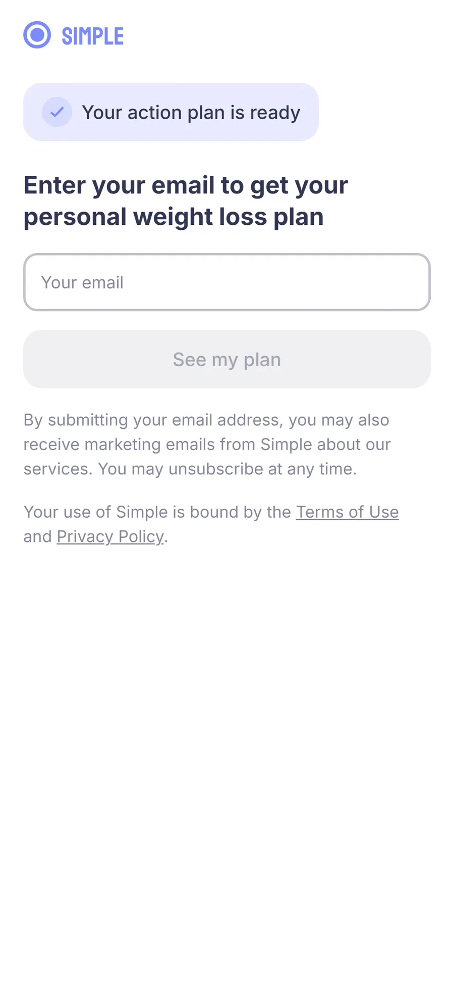 Simple — Email gate at screen 74 (screen 1)