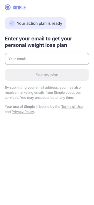 Simple — Email gate at screen 74